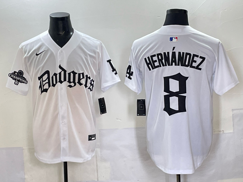 Men Los Angeles Dodgers #8 Hernandez white Nike 2025 MLB jersey 0012